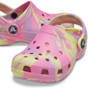 Crocs Babies Girls Pink Lemonade/Multi Classic Marble Tie-Dye Casual Clog Size 4